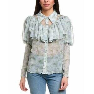 NEW BEULAHSTYLE floral button down blouse in mint